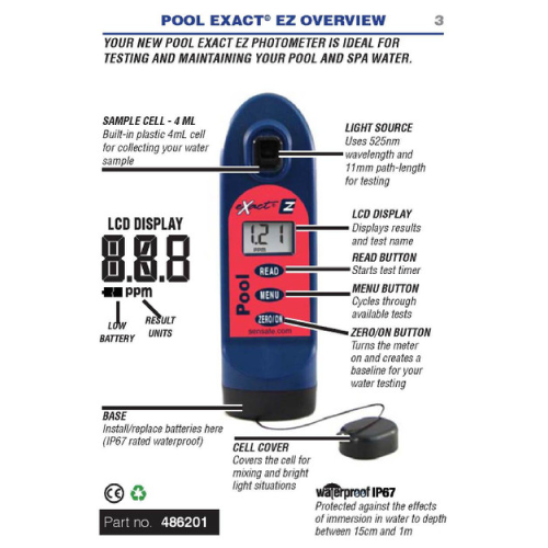 Pool eXact® EZ 다항목 수영장 수질측정기,486201-BT